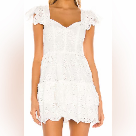 Lovers + Friends Dresses & Skirts - Lovers + Friends White Eyelet Ruffle Mini Dress